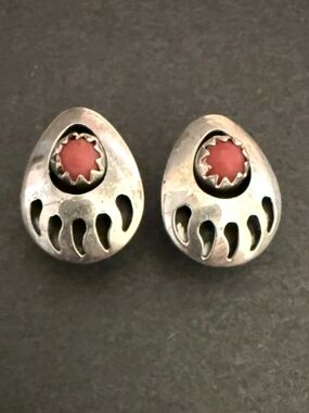 Vintage 925 Native American Bear Claw Stud Earrings